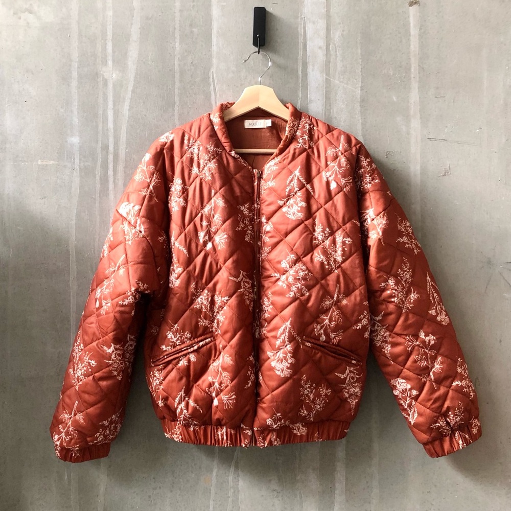 Roolee Wild Flower Quilted Puffer Bomber Jacket